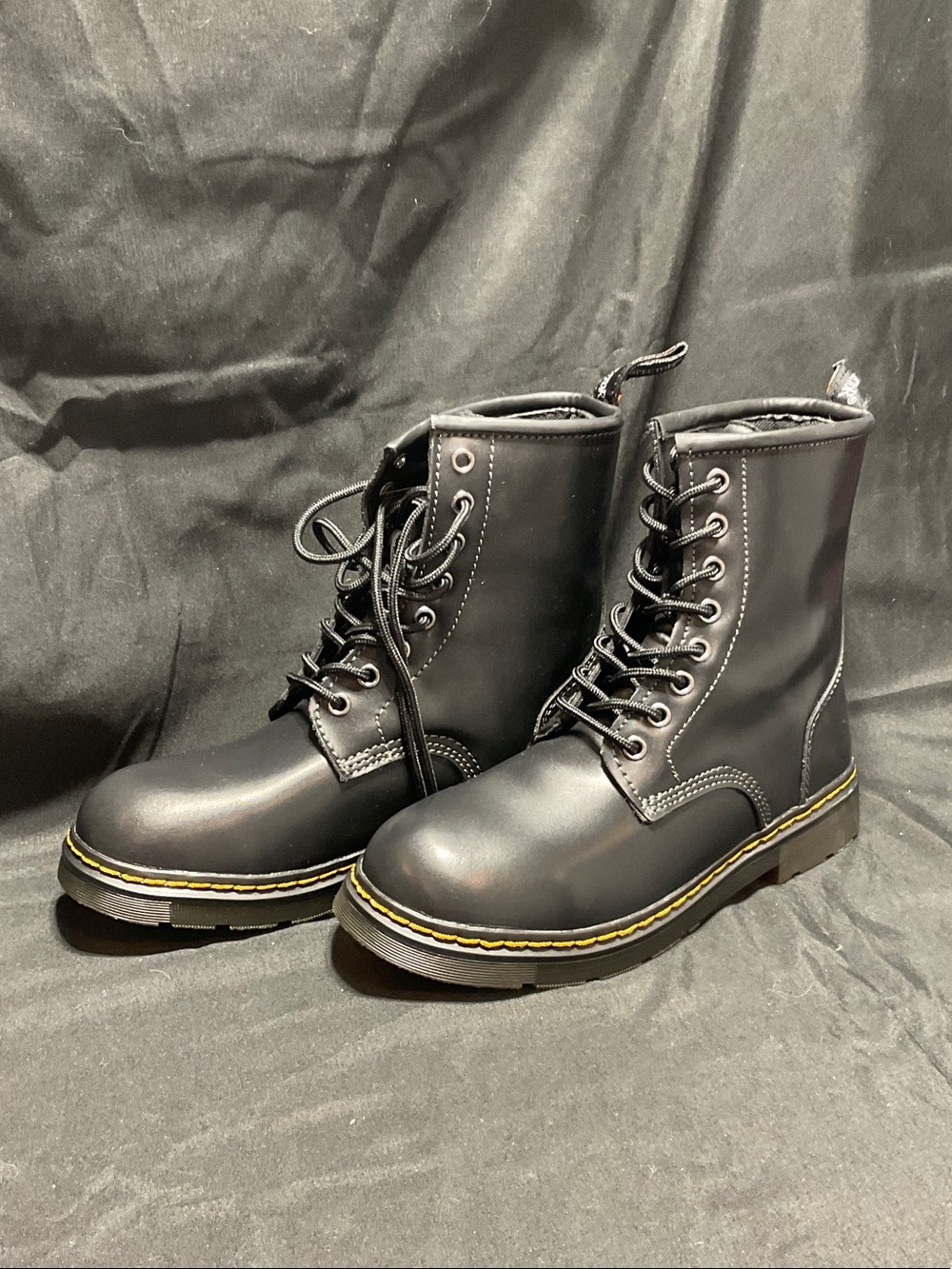 LadiesBlack Lace-Up Combat Boots - Classic Work Style